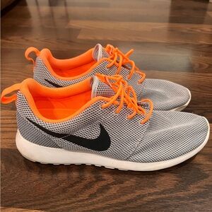 Nike - Roshe Run Gray and Orange Sneakers 10.5